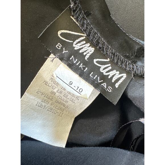 Vintage Goth Black Satin Velvet Rose Long Gown Train Zum Zum Niki Livas Size 10 - Picture 12 of 15